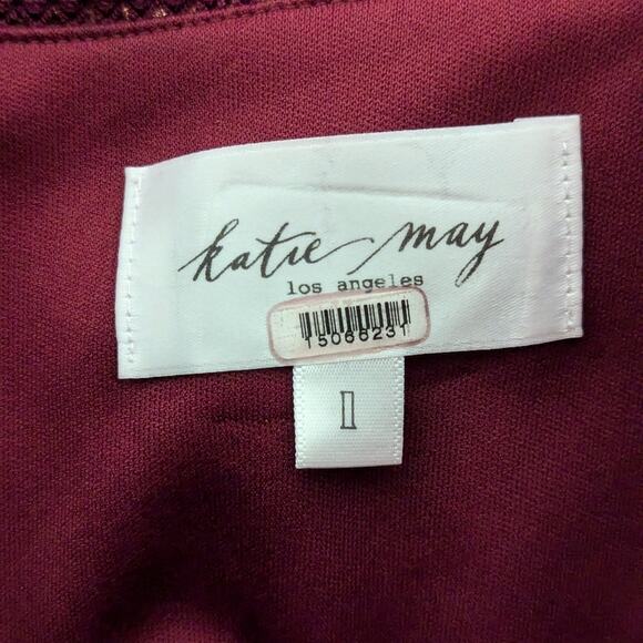 Rtr sz0 Katie May Venus Jumpsuit red wine lace gold shimmer metallic skinny 1 PC - Picture 9 of 13